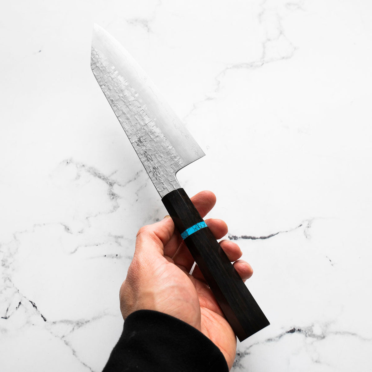 Satoshi Nakagawa Ginsan Tsuchime Bunka 180mm - Ebony Turquoise