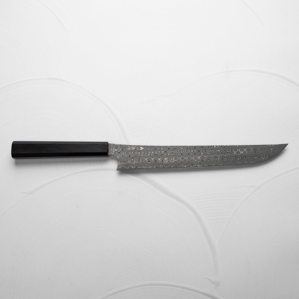 Nigara Hamono SG2 Raindrop Damascus Sakimaru Sujihiki 300mm - Ebony