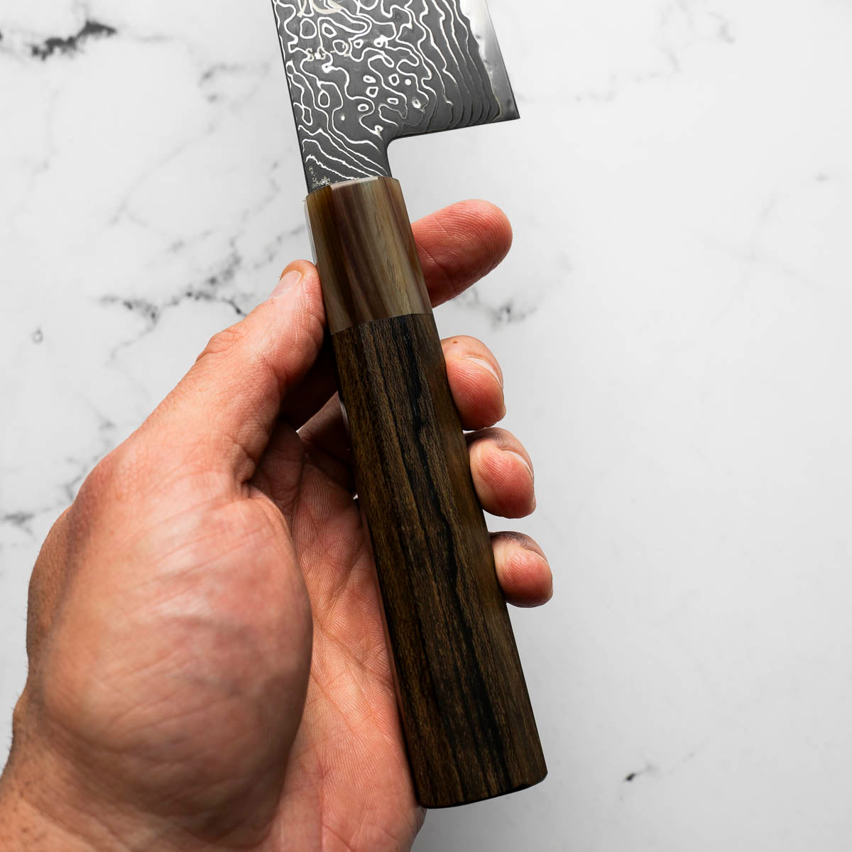 Hatsukokoro Ryuhyo Kurozome SG2 Damascus Bunka 180mm - Persimmon