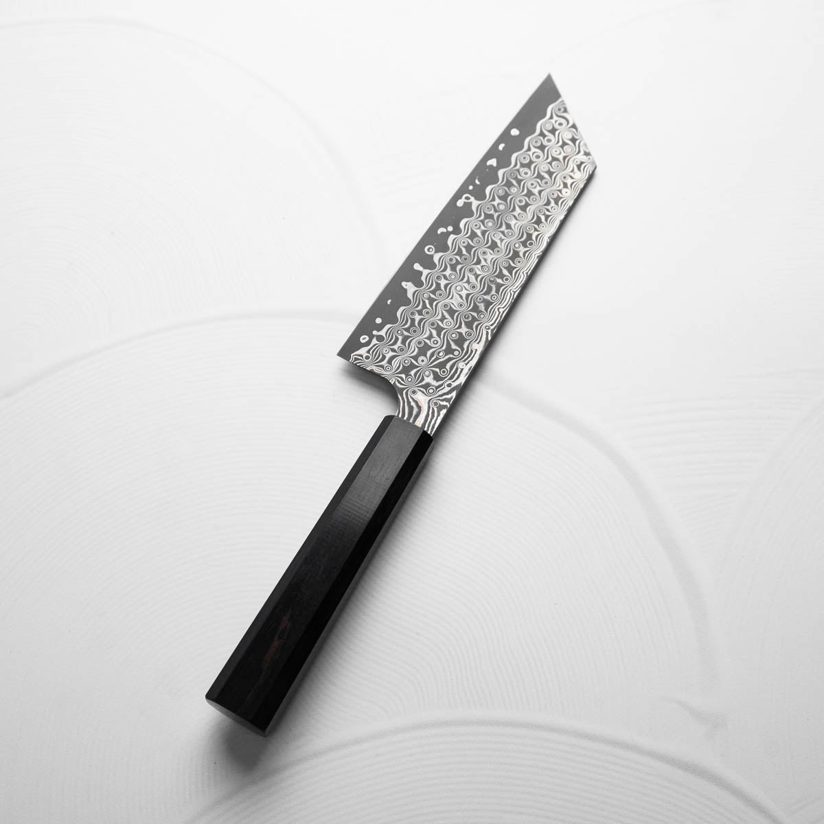 Nigara Hamono SG2 Raindrop Damascus Kiritsuke Nakiri 180mm - Ebony