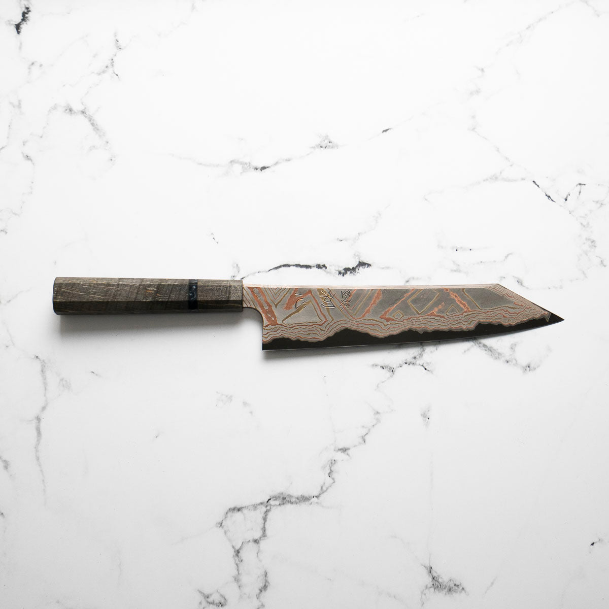Hatsukokoro Irodori Blue 2 Rainbow Damascus Kiritsuke Gyuto 240mm - Dark Maple