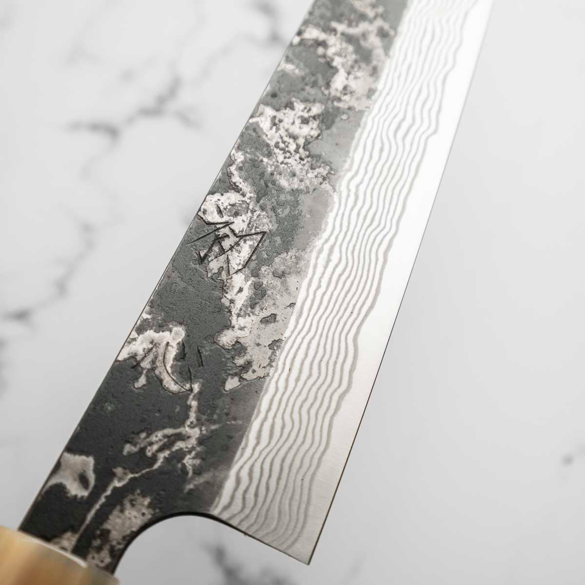 Hatsukokoro SLD Kurouchi Damascus Gyuto 240mm - Ebony & Blonde