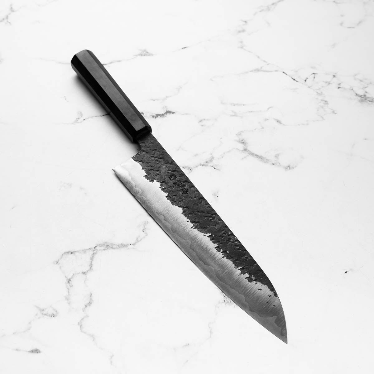 Kisuke Blue 2 Kurouchi Tsuchime Stainless Clad Gyuto 240mm - Ebony