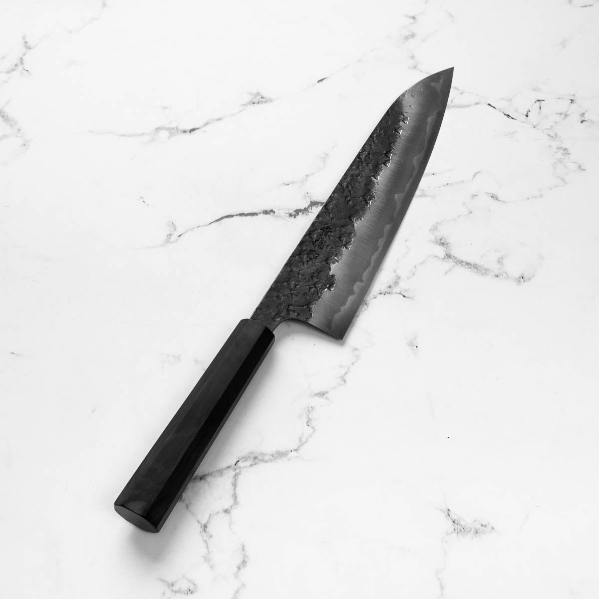 Kisuke Blue 2 Kurouchi Tsuchime Stainless Clad Gyuto 240mm - Ebony