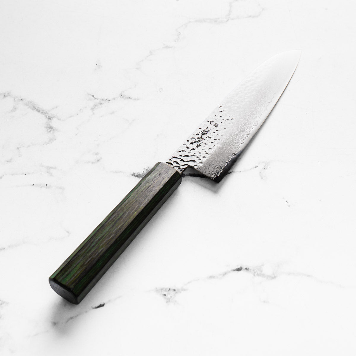 Touroku Sakai Kagayaki VG10 Damascus Tsuchime Santoku 170mm