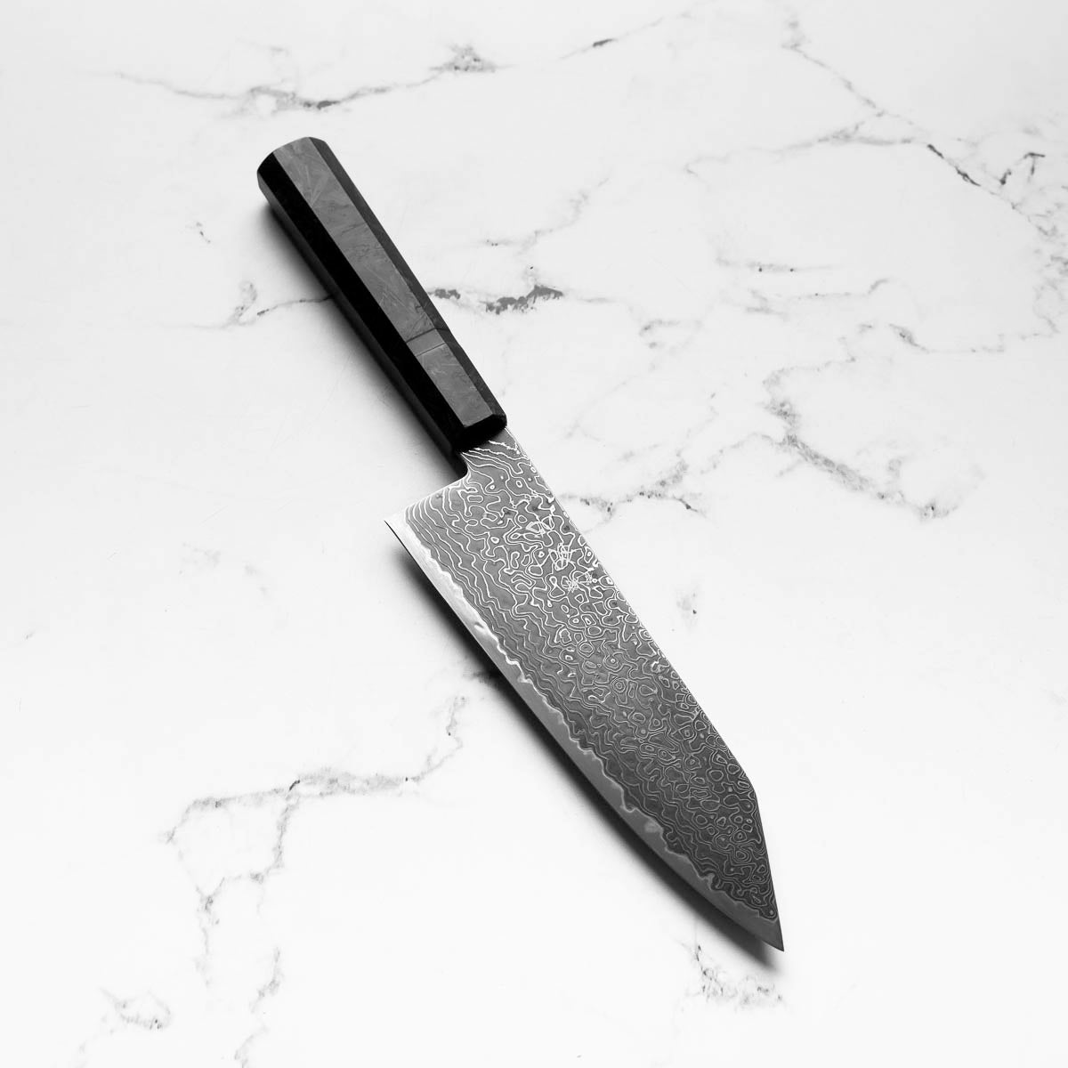 Hatsukokoro Ryuhyo Kurozome SG2 Damascus Bunka 180mm -  Dark Carbon Fibre