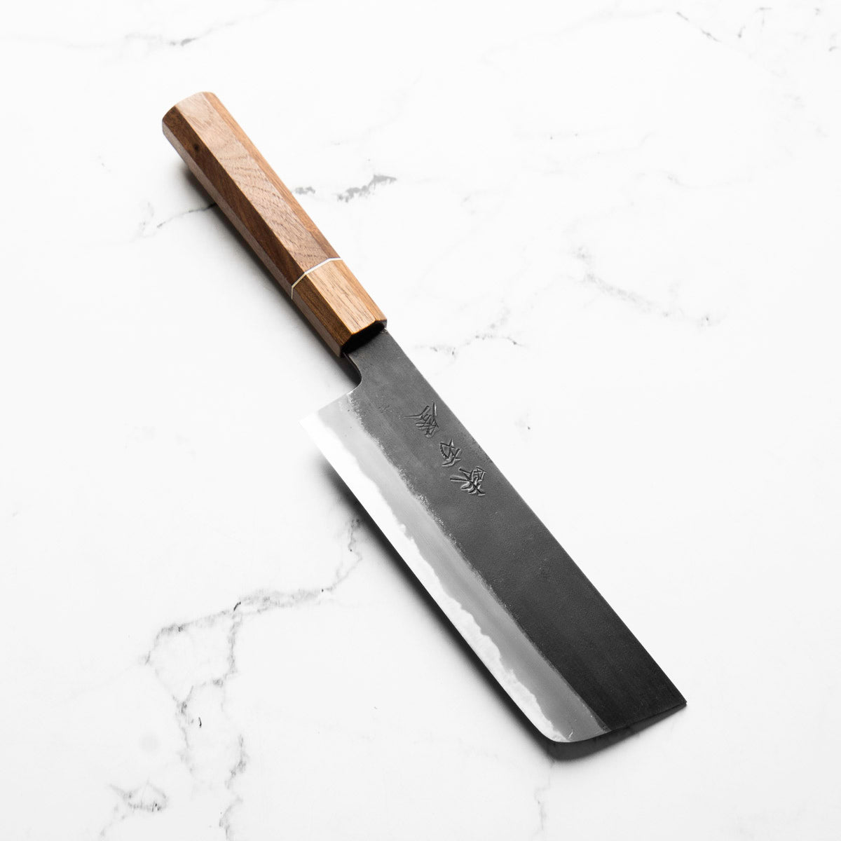 Mutsumi Hinoura Ajikataya White 2 Nakiri 165mm - Walnut w/ Walnut Ferrule (White Spacer)