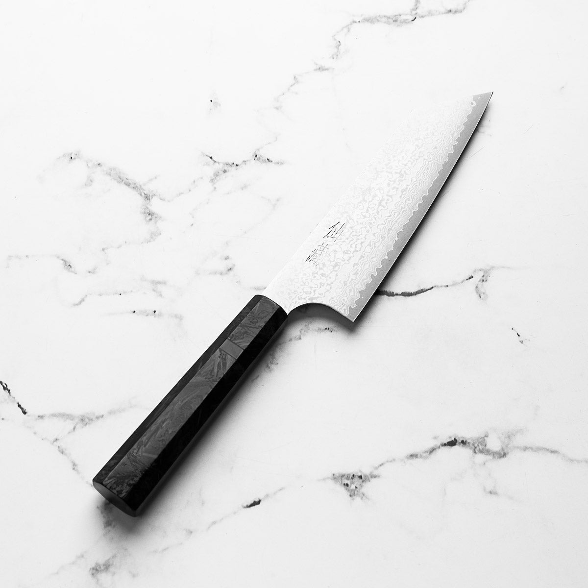 Senzo Black VG10 Damascus Bunka 165mm - Dark Carbon Fibre
