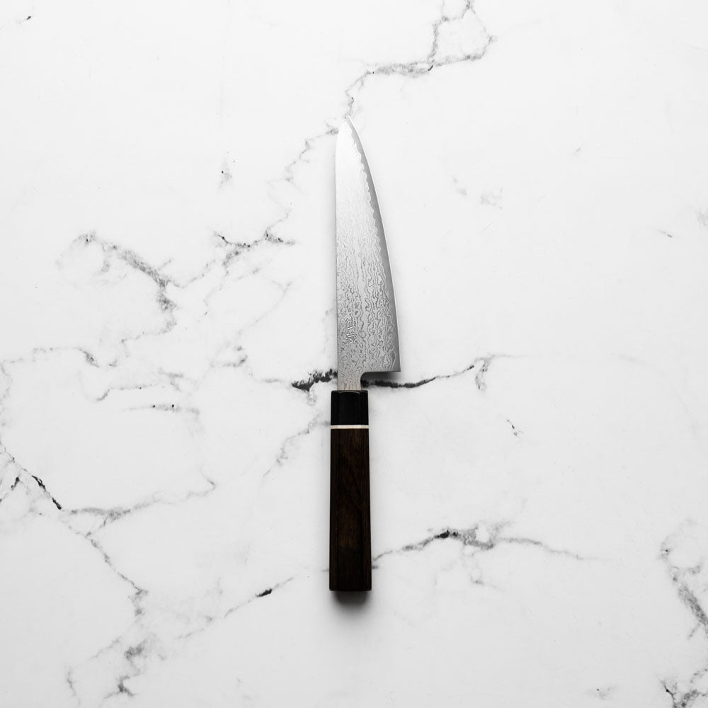 Senzo Black VG10 Damascus Small Santoku 143mm