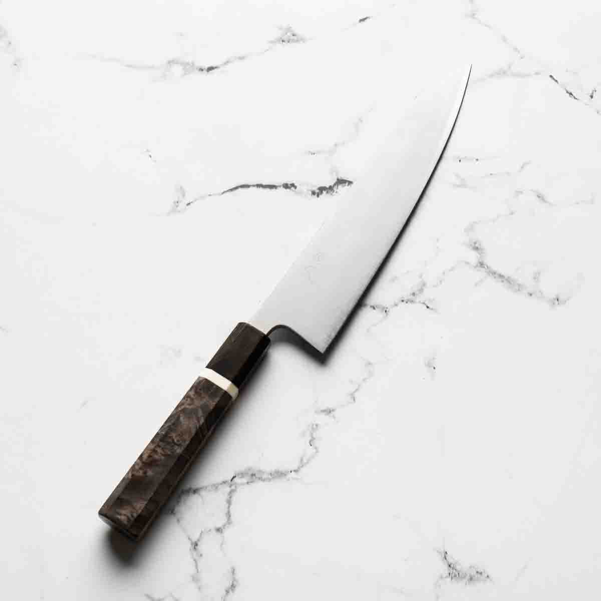 Tsunehisa Migaki Blue Super Gyuto 210mm - Maple White Stripe