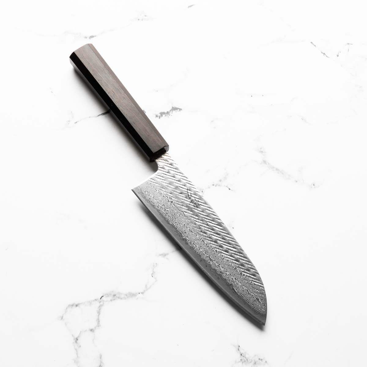 Tsunehisa AUS-10 Nawame Tsuchime Santoku 165mm - Ebony