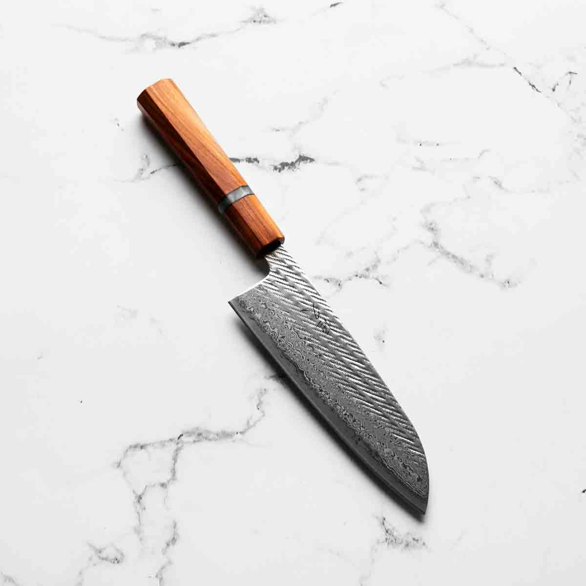 Tsunehisa AUS-10 Nawame Tsuchime Santoku 165mm - Sandalwood