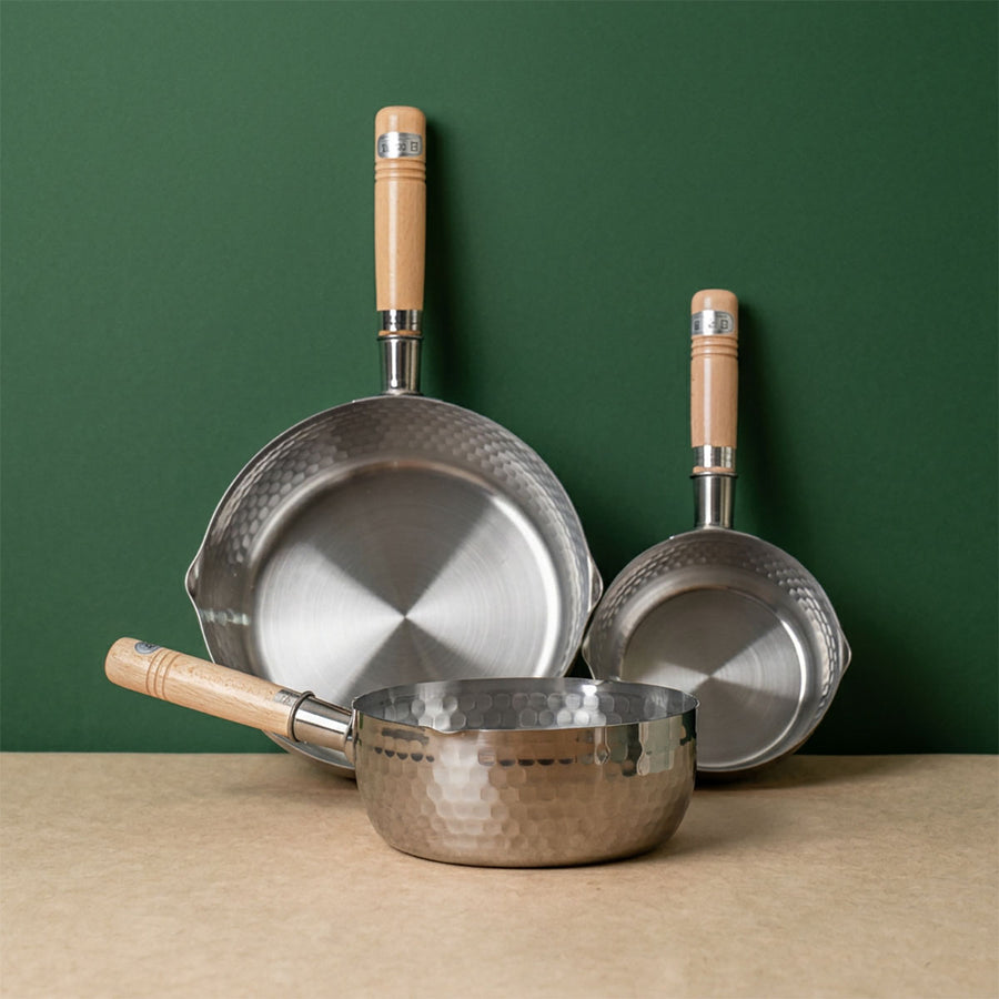 Yoshikawa Stainless Yukihira 3 Pan Bundle - 14cm, 18cm, 22cm (No Lid)